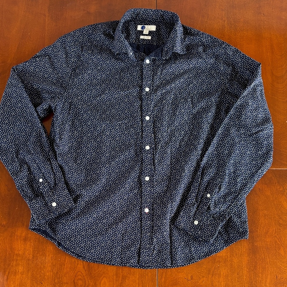 Boden Men's Cotton Dark Blue Dotted Shirt - Like‎ New